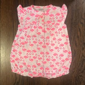 Carters Baby Girl Flamingo Romper- Size 3 Months
